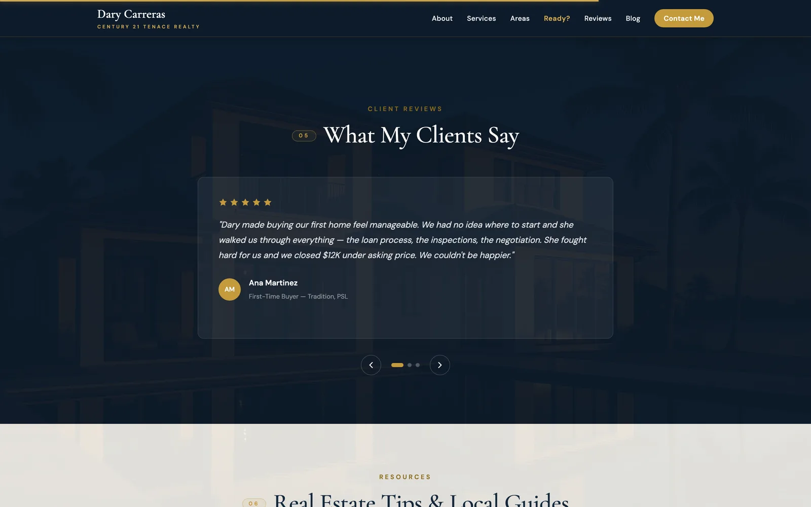 Dary Carreras Realty: Contact + footer
