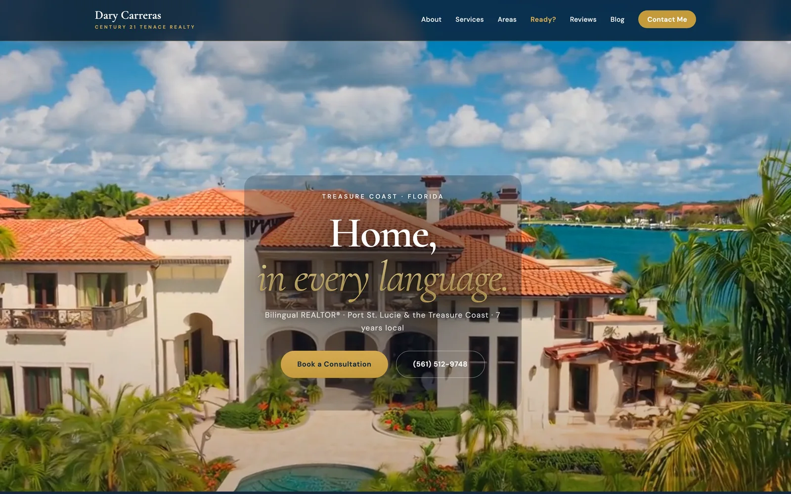 Dary Carreras Realty hero screenshot