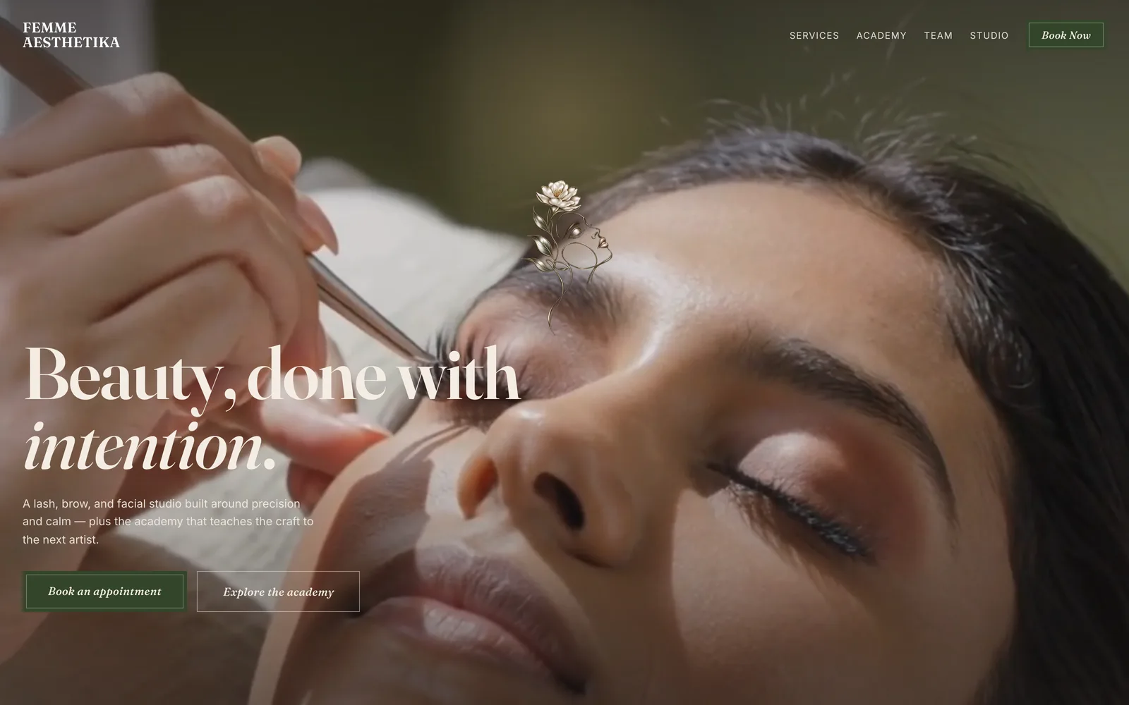 Femme Aesthetika — Hero · beauty, done with intention