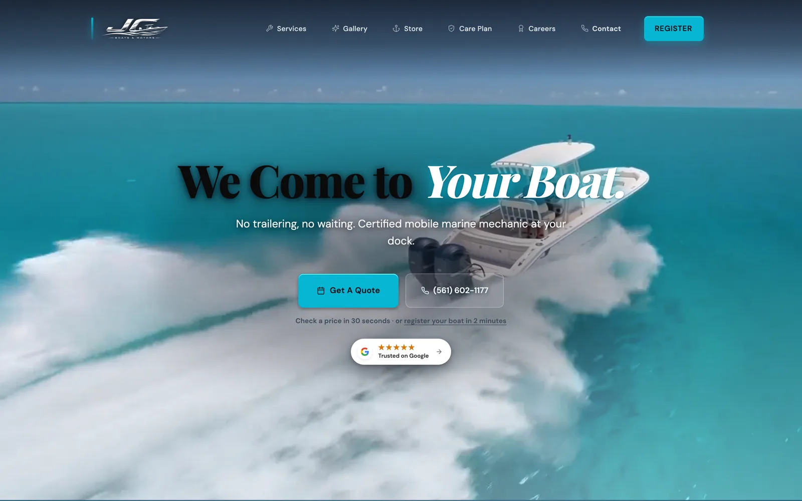 JC Boats and Motors hero screenshot