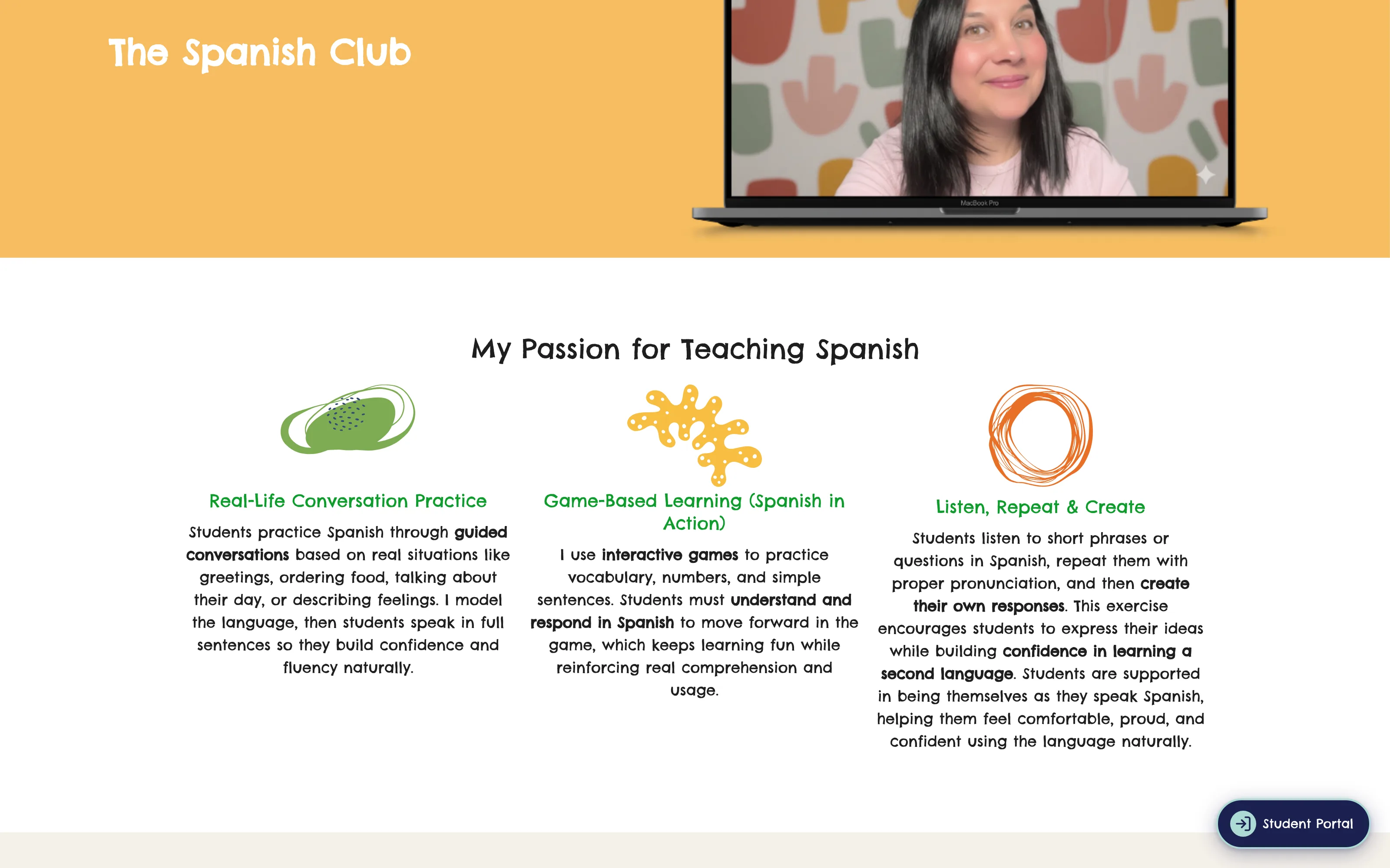 The Spanish Club · Parent Portal — Landing hero